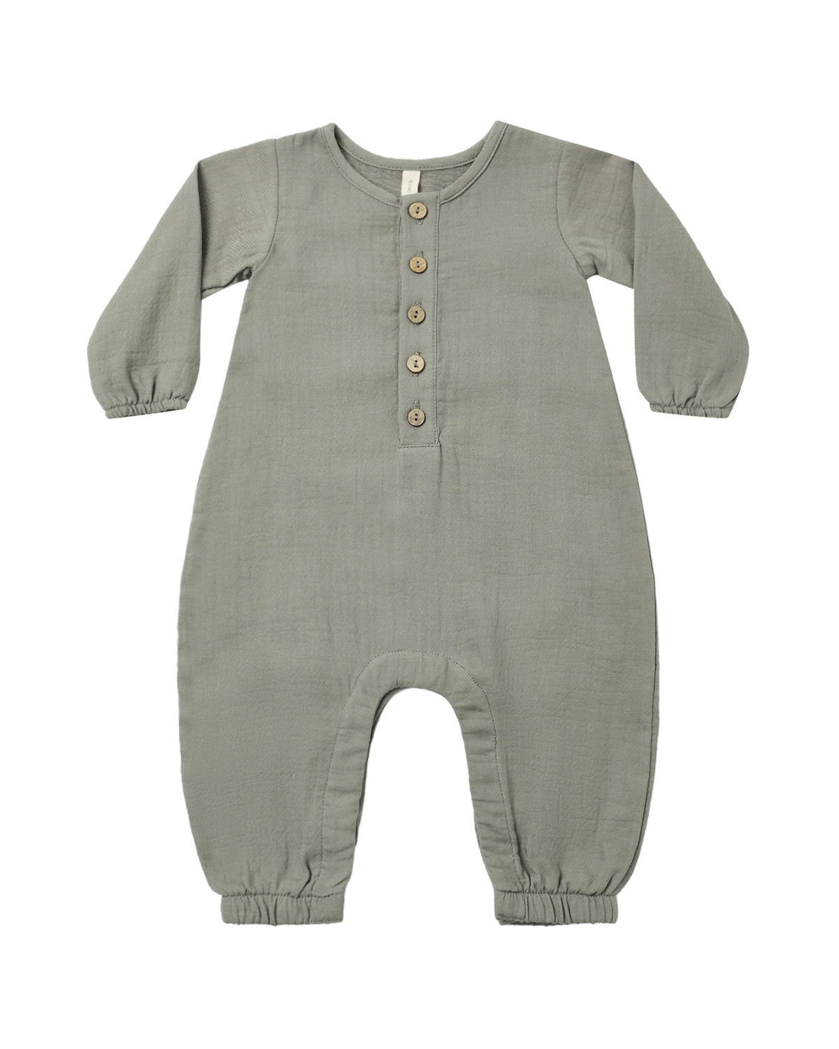 Quincy Mae Spruce woven jumpsuit for children, lightweight and comfortable with a textured fabric and relaxed fit.
