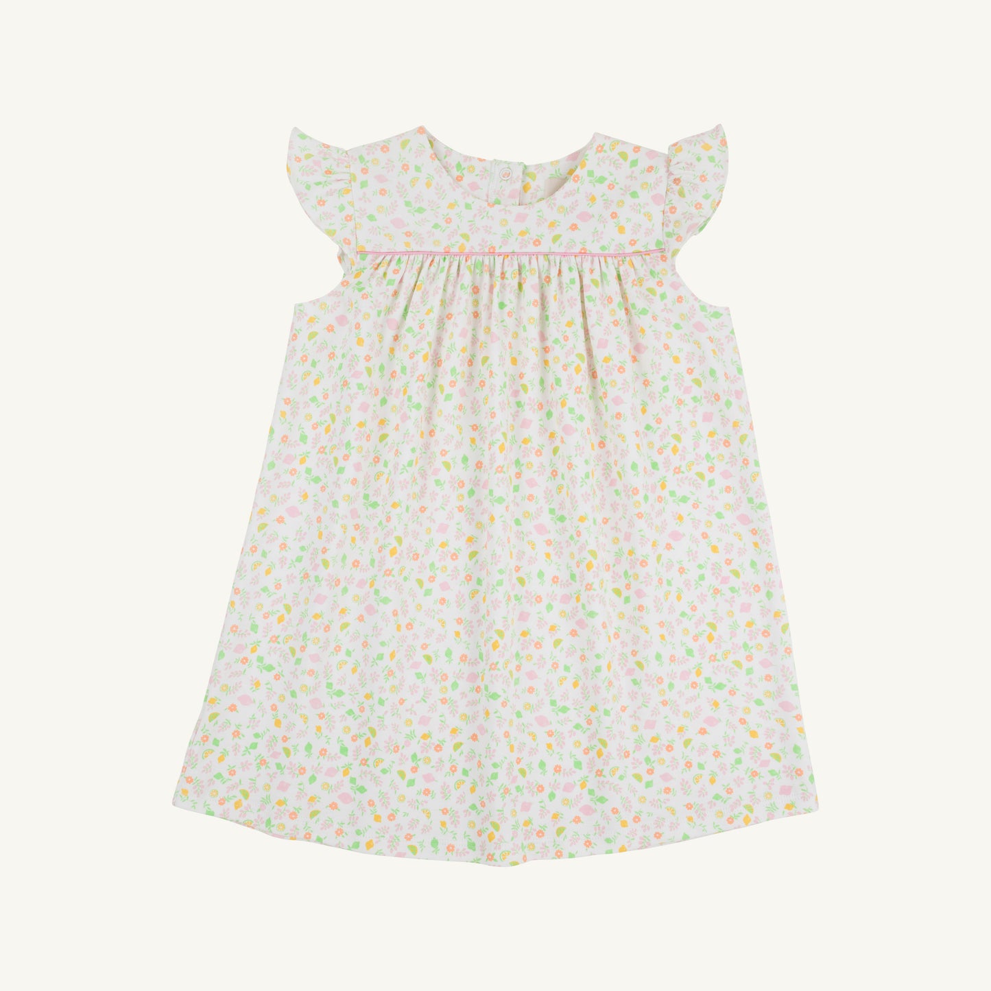 Pink Dowell Day Dress from The Beaufort Bonnet Company featuring a citrus style pattern and charming day dress design.