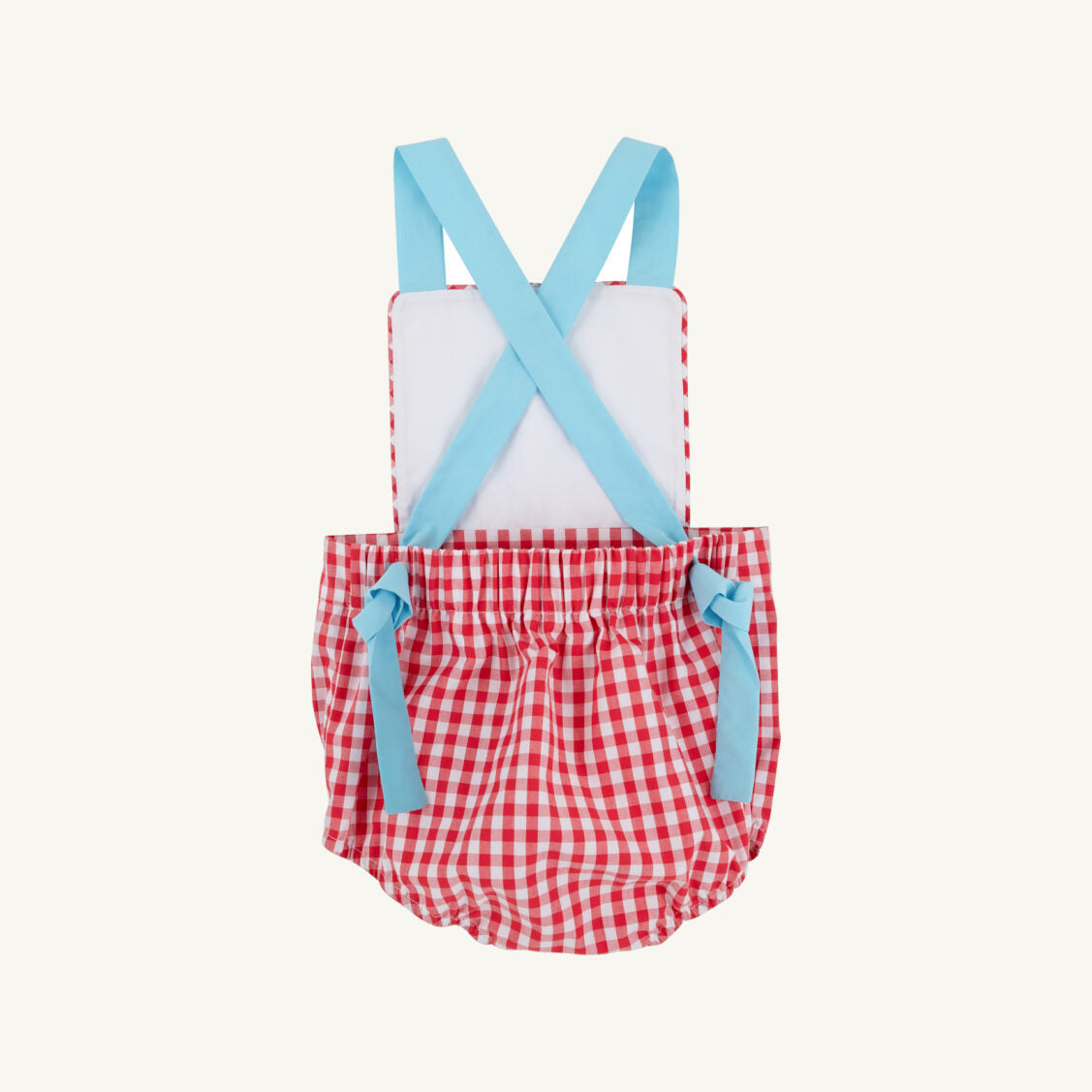 Richmond Red Gingham and Worth Ave White Sayre Sunsuit for baby, featuring a cute sun protection design by The Beaufort Bonnet Company
