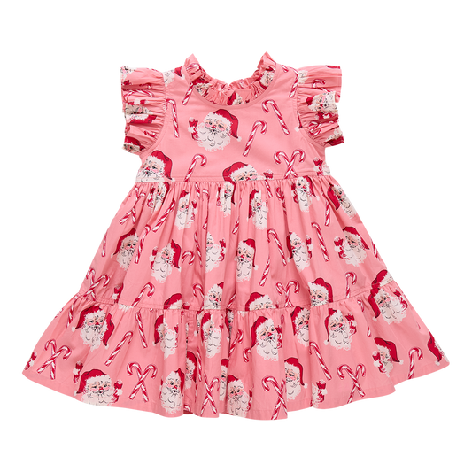 Pink Candy Cane Santa Girls Jennifer Dress