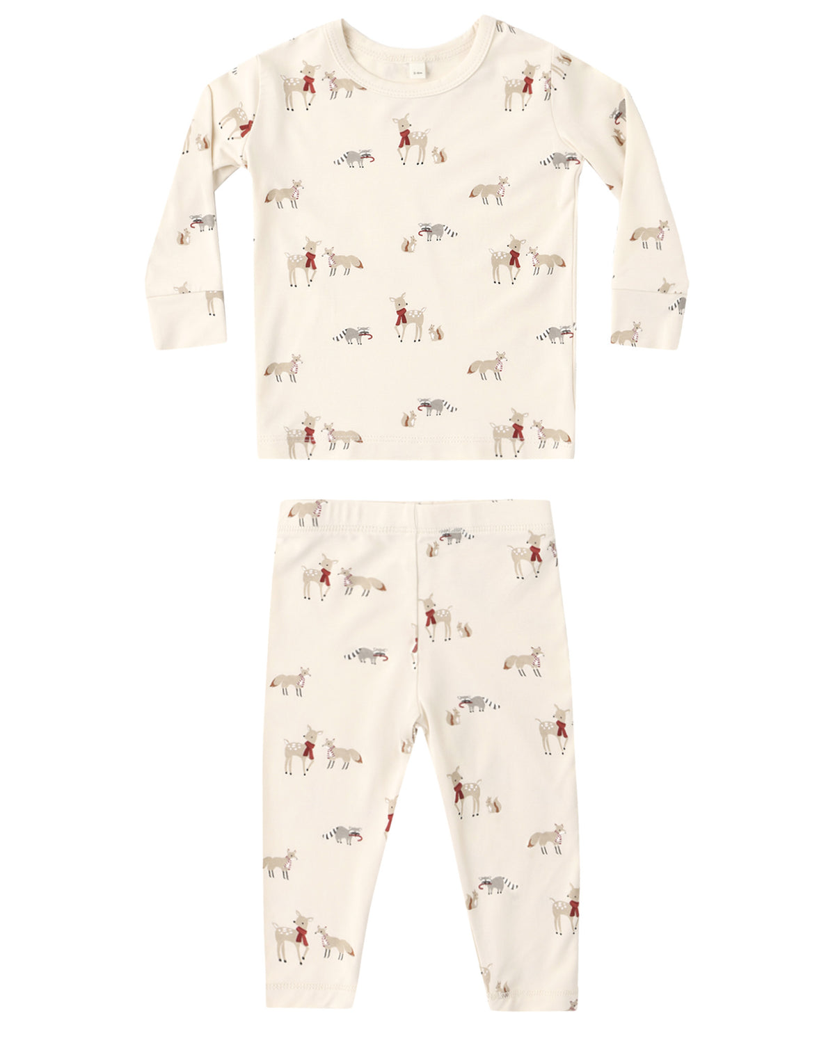 Quincy Mae Forest Friends bamboo pajama set for kids, featuring soft fabric and woodland animal prints, perfect for cozy nights.