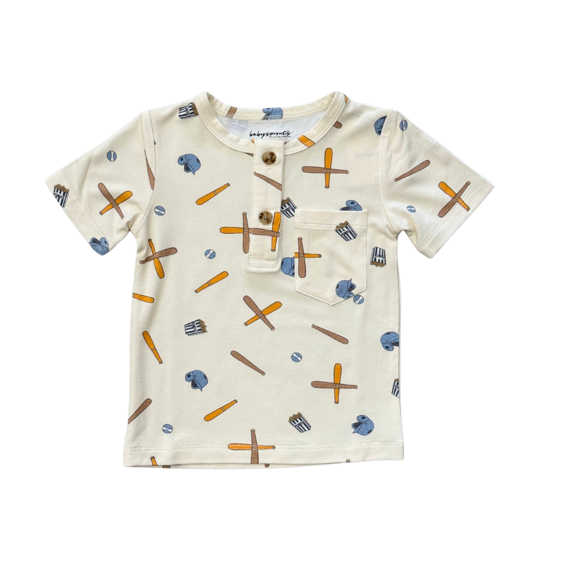Baby boys' short sleeve Henley shirt by Babysprouts, featuring soft fabric and classic design for casual wear.