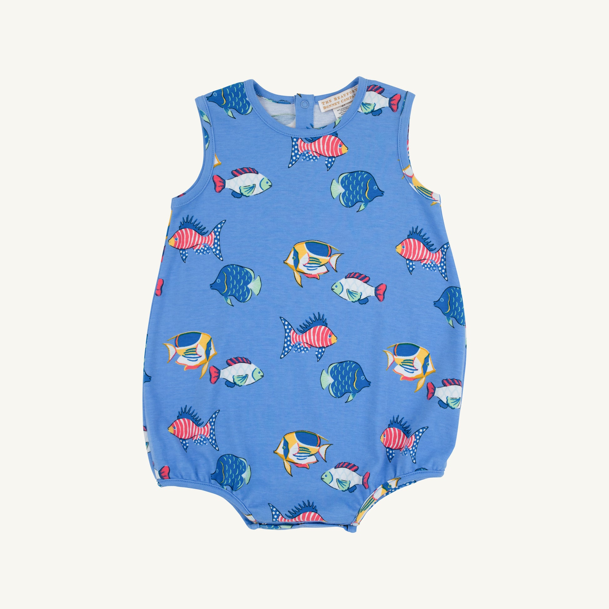 Here Fishy Fishy Patton Play Bubble by The Beaufort Bonnet Company features colorful fish patterns on soft fabric.