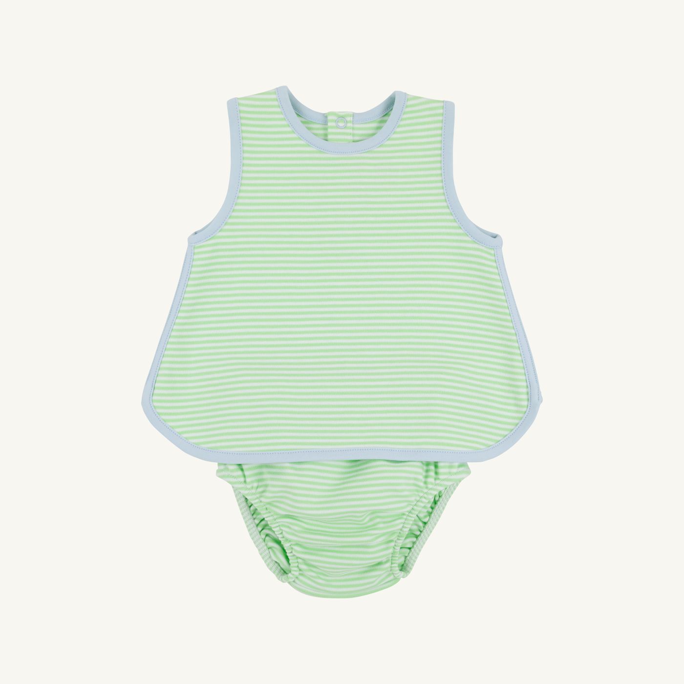 Lexington Lime Stripe and Buckhead Blue Stevie Set by The Beaufort Bonnet Company, featuring colorful striped fabric and matching accessories.