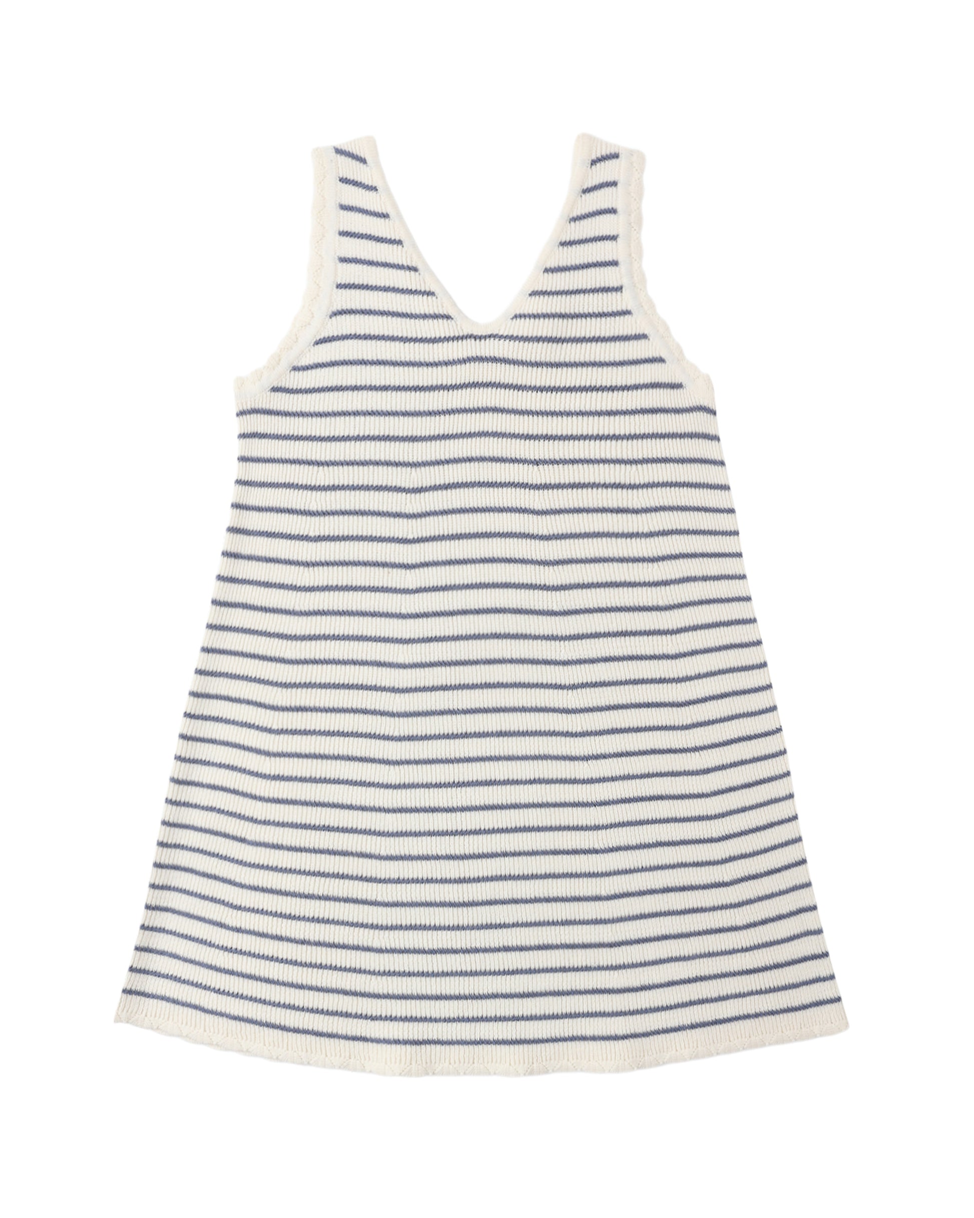Rylee & Cru Marine Stripe Crochet Tank Mini Dress featuring a sleeveless design with a nautical stripe pattern and crochet details.