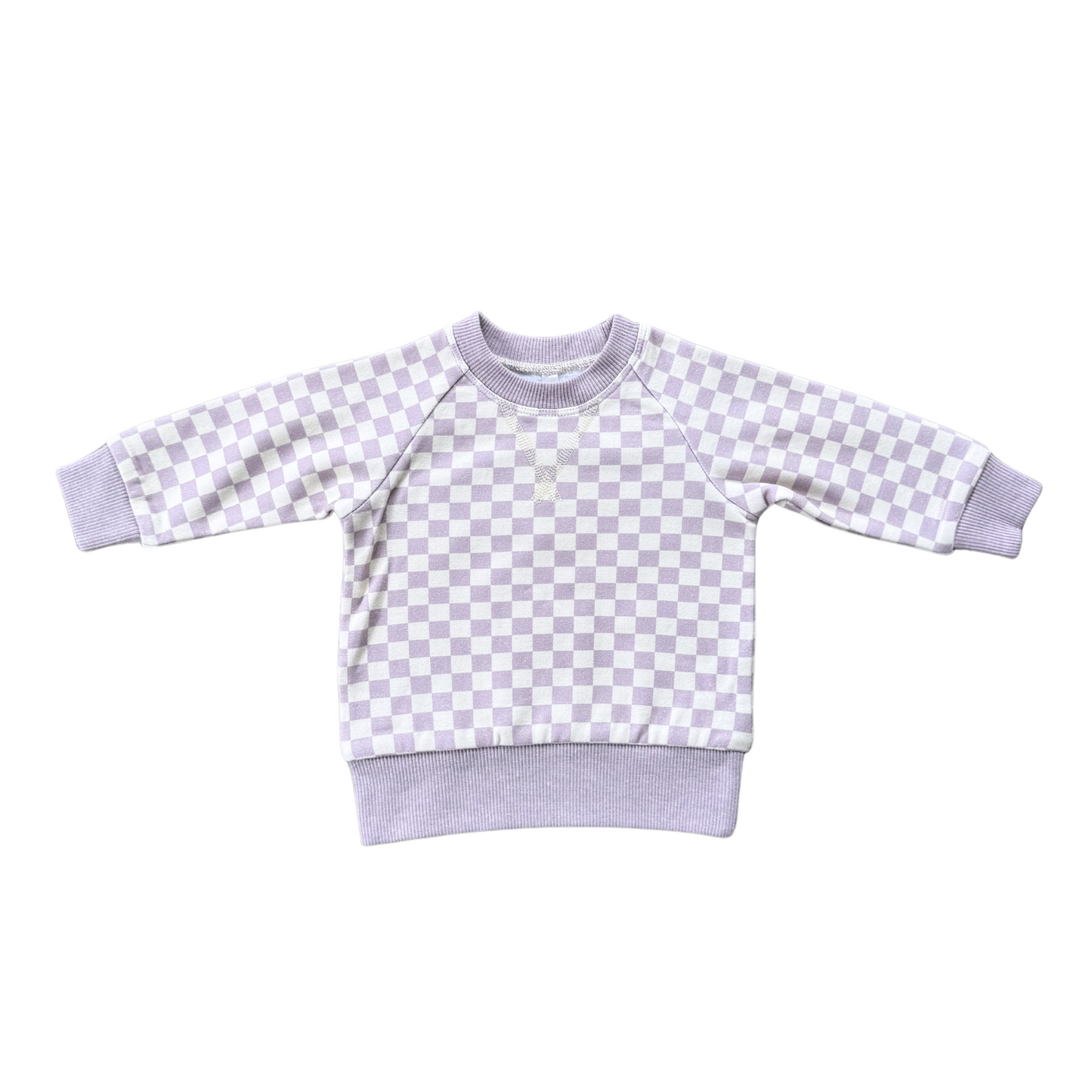 Lavender Cloud Checkerboard Fleece Sweatshirt