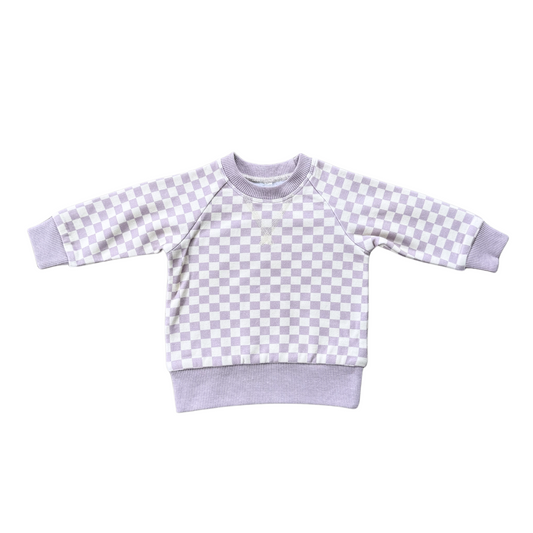 Lavender Cloud Checkerboard Fleece Sweatshirt