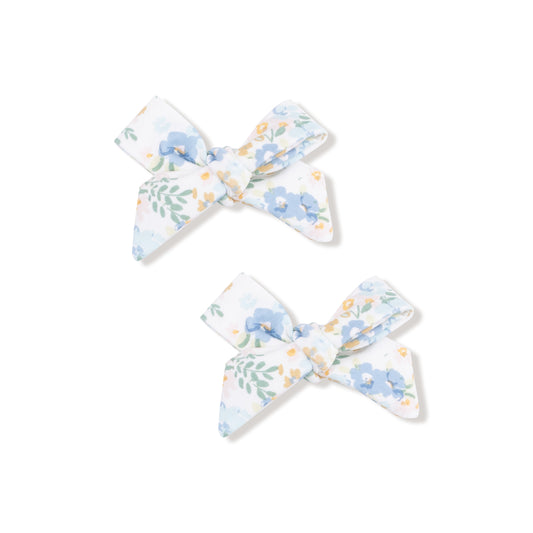Sweet Rose Calico Bow Clips 2 pack