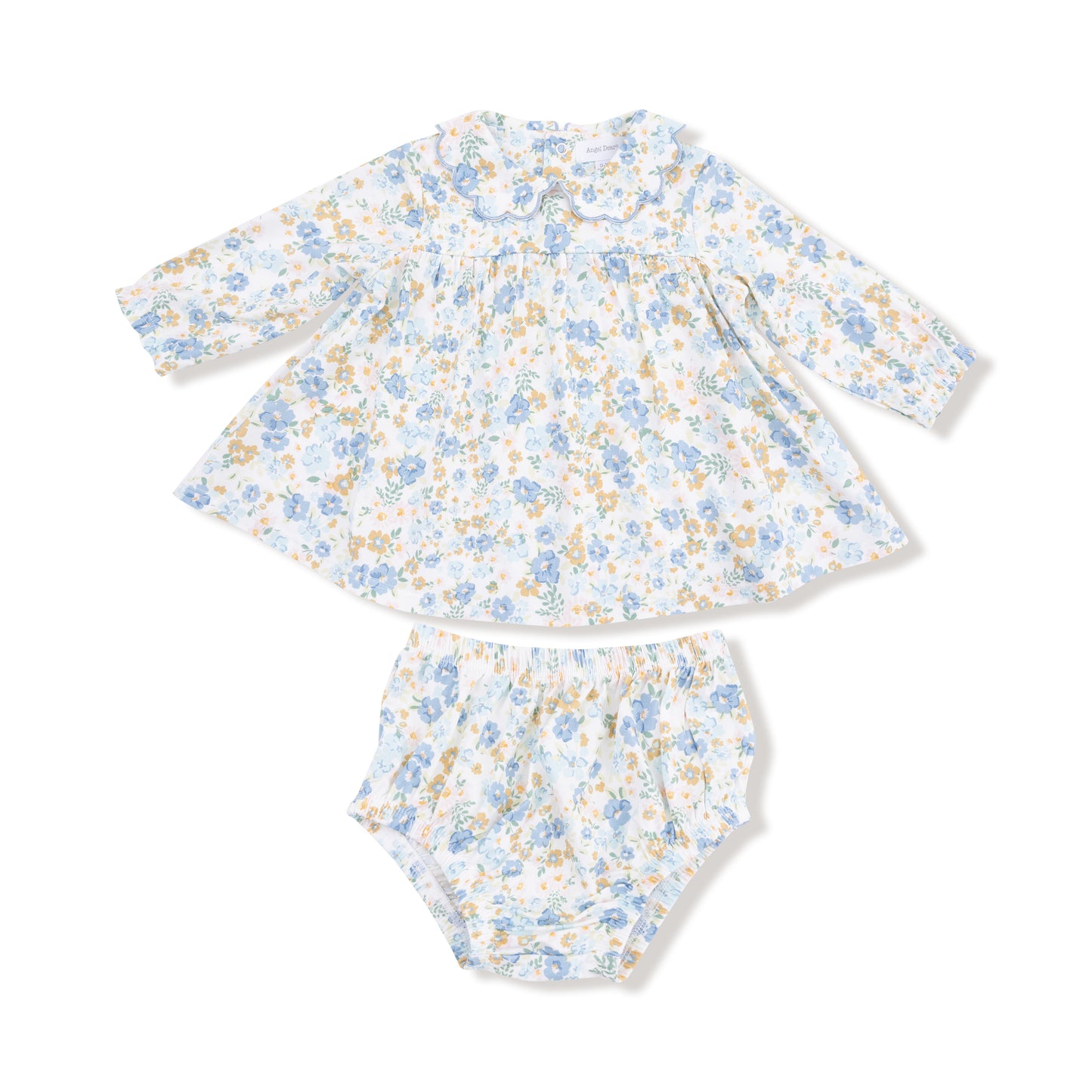Sweet Rose Calico Petal Collar Dress & Diaper Cover