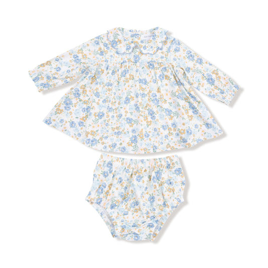 Sweet Rose Calico Petal Collar Dress & Diaper Cover