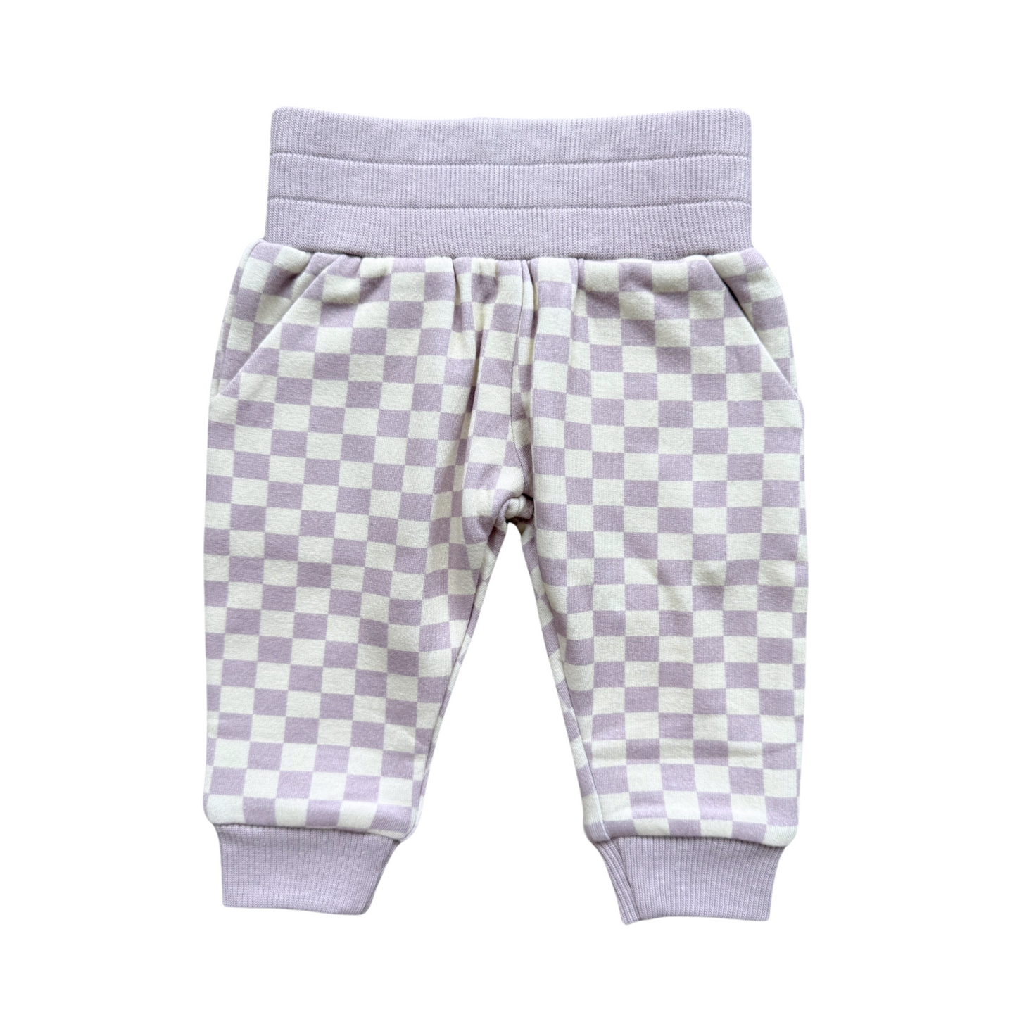 Lavender Cloud Checkerboard Fleece Sweatpants