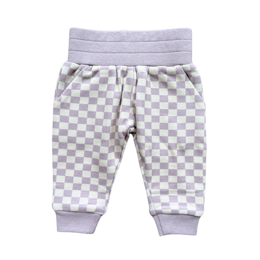 Lavender Cloud Checkerboard Fleece Sweatpants