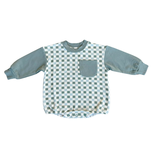 Fern Checkerboard Longsleeve Bubble Romper