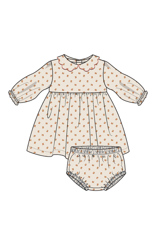 Petite Pointe Fleur Petal Collar Dress & Diaper Cover