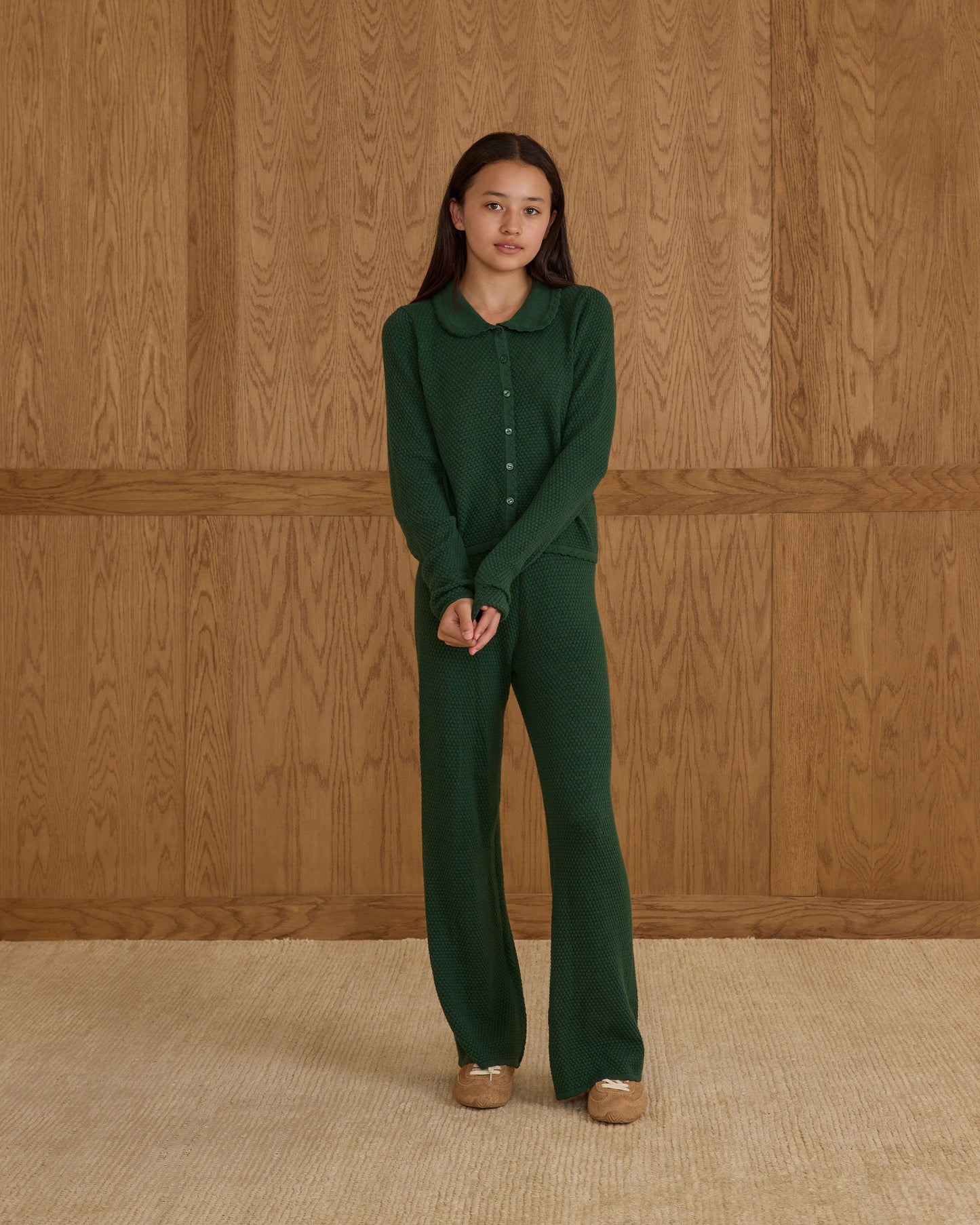 Teen Green Knit Wide Leg Pant