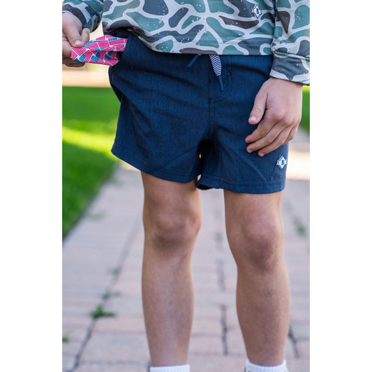 Heather Navy w/American Flag Liner Athletic Shorts