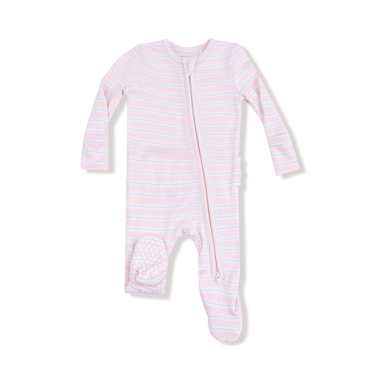 Pink Multi Stripe Zip Footie