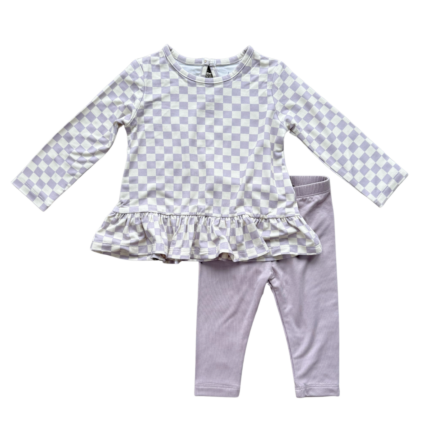 Lavender Cloud Checkerboard Longsleeve Peplum Set