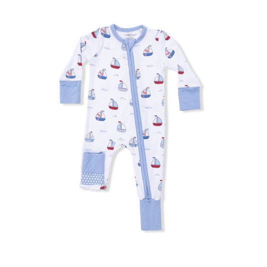Bubbly Sailboats Blue Convertible Romper