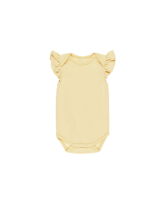 Quincy Mae - Yellow Flutter Sleeve Bodysuit