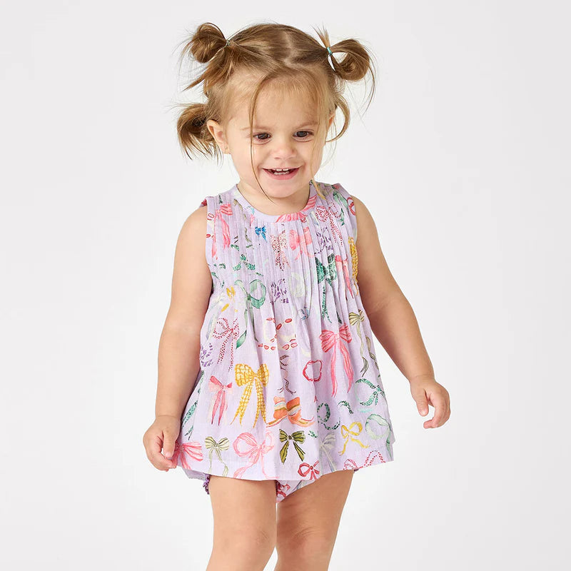 Pink Chicken - Lavender Watercolor Bows Baby Girls Jaipur 2 Piece Set