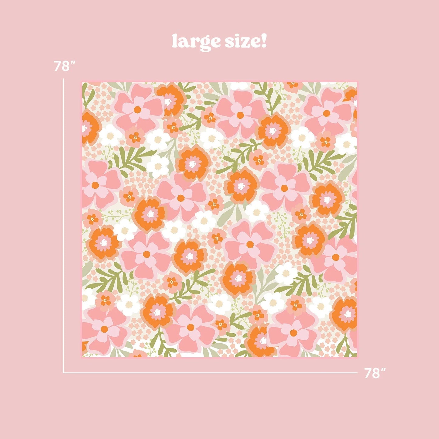The Darling Effect - Beyond Blooms Pink Orange On-the-Go Quilted Picnic Blanket