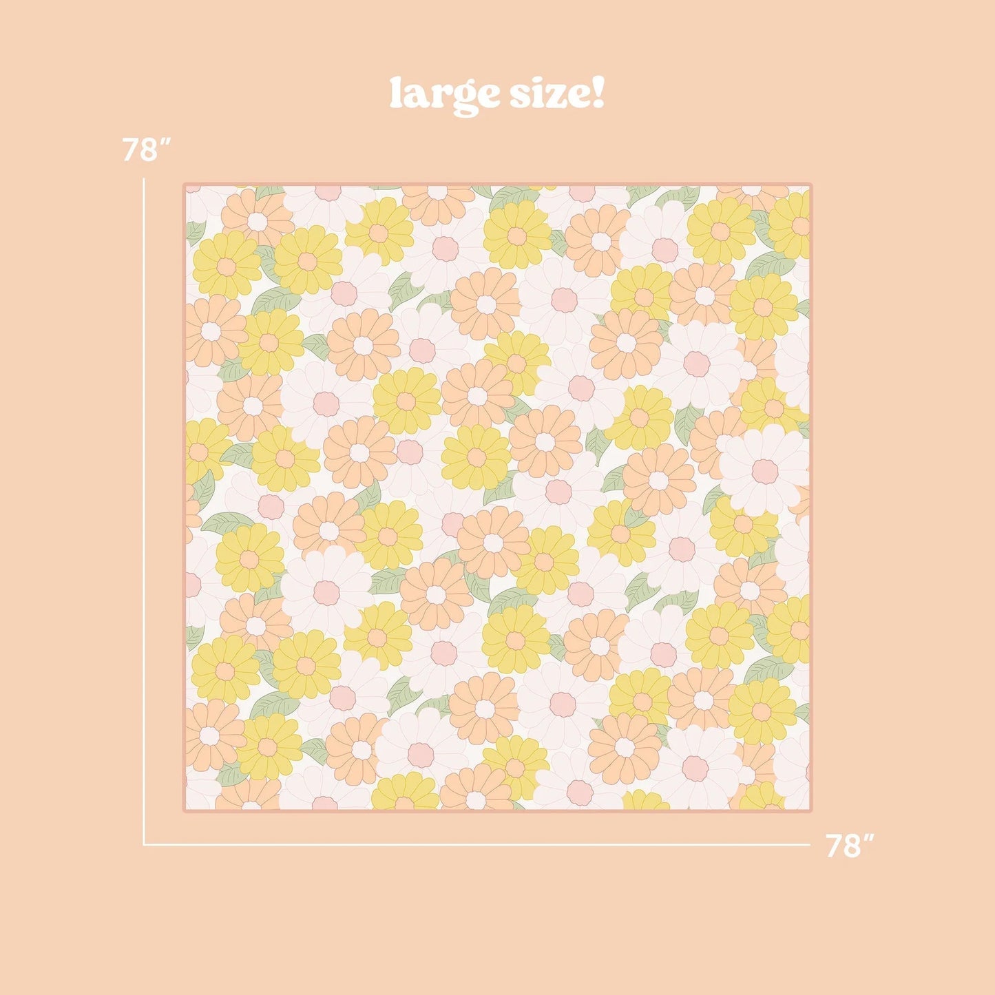 The Darling Effect - Daisy Craze Peach On-the-Go Quilted Picnic Blanket