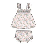 Angel Dear - Simple Pretty Floral Ruffle Strap Smocked Top & Diaper Cover