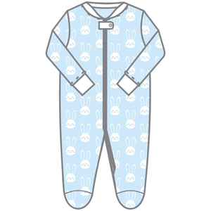 Magnolia Baby - All Ears Blue Printed Zipped Footie