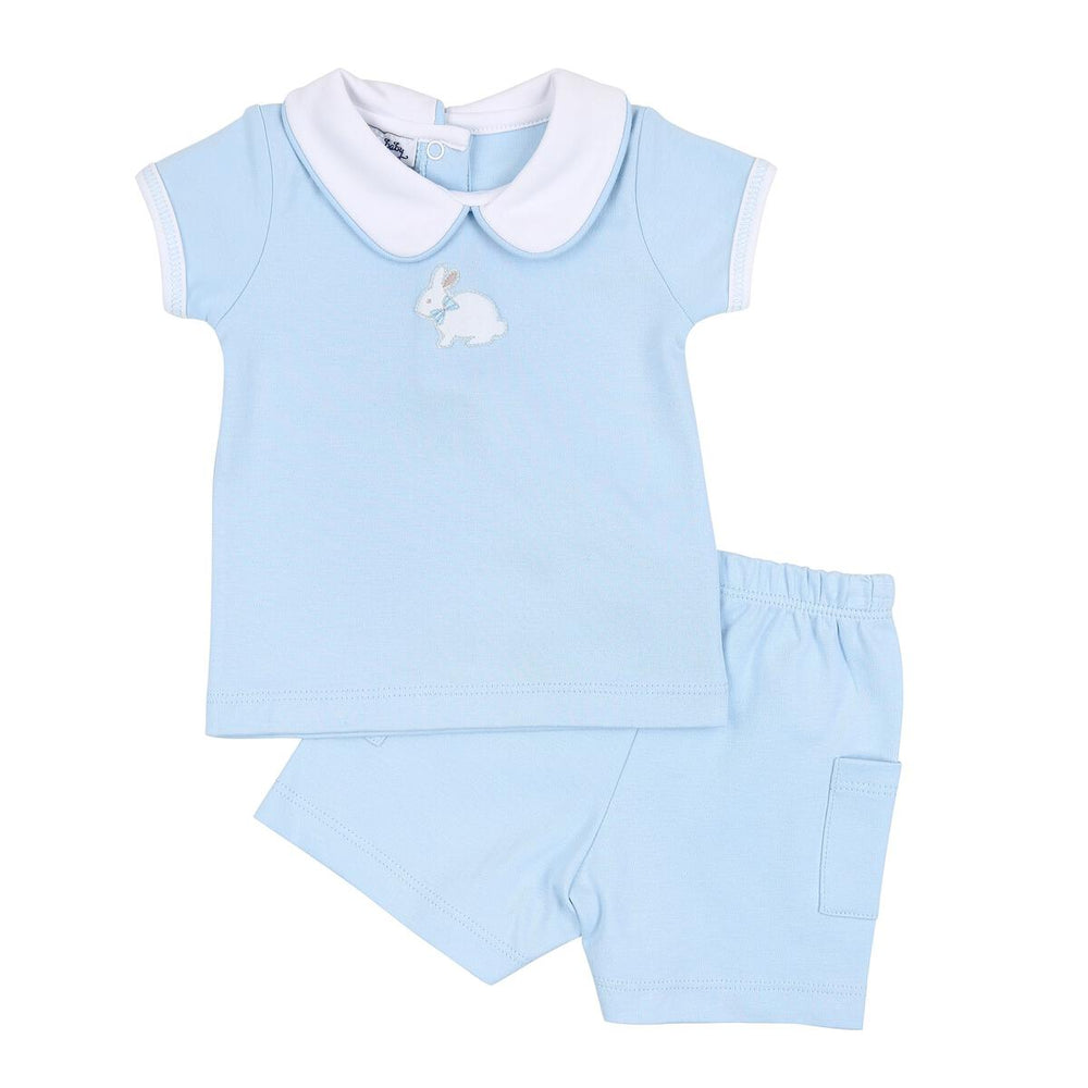 Magnolia Baby - Little Cottontails Blue Collared Short Set
