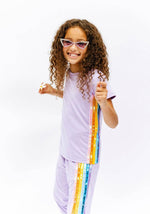 Lola & the Boys - Lavender Rainbow Sequin Jogger Set