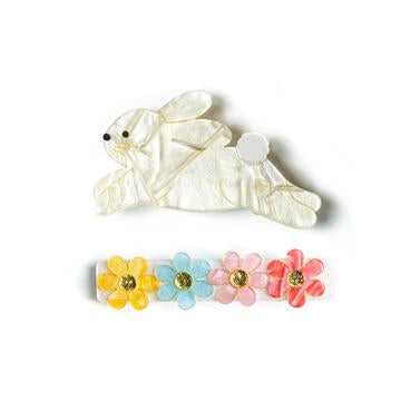 Lilies & Roses - Hop Bunny Pearlized Gold Alligator Clips Set