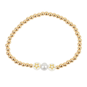 Star and Pearl Gold Bead Bracelet