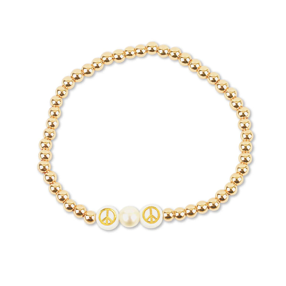 
            
                Load image into Gallery viewer, Peace &amp;amp; Pearl Gold Bracelet
            
        