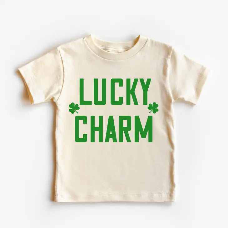 Lucky Charm St. Patricks Day Toddler and Youth Shirt  Green, Natural