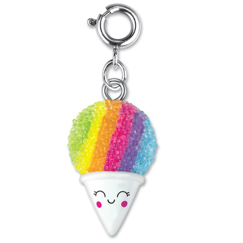 Colorful Rainbow Snow Cone Charm from Charm It! featuring vibrant rainbow hues and a detailed snow cone design.