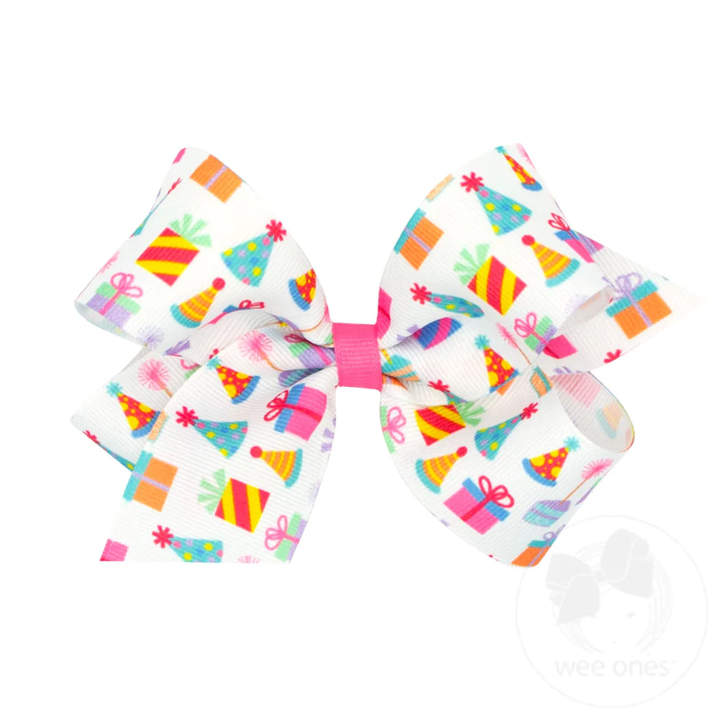 wee ones - Colorful Birthday Party Patterned Grosgrain Girls Hair Bows