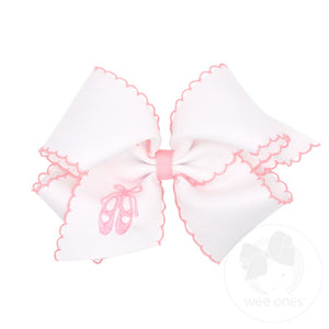 wee ones -Moonstitch Embroidered Ballet Slippers Girls Hair Bow