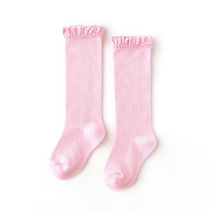 Little Stocking Co. -  Cotton Candy Lace Top Knee Highs