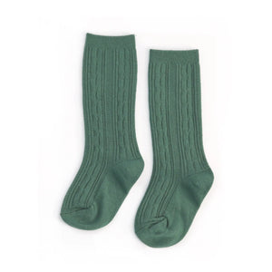 Little Stocking Co. -  Jade Spruce Cable Knit Knee High Socks
