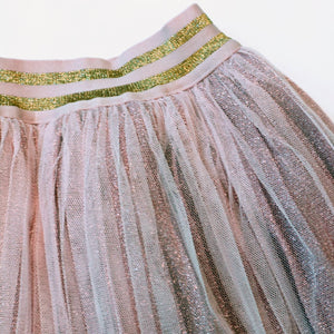 doe a dear - Pink Sheer Overlay Lurex Midi Skirt