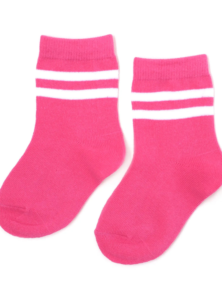 Little Stocking Co. - Hot Pink Striped Midi Sock
