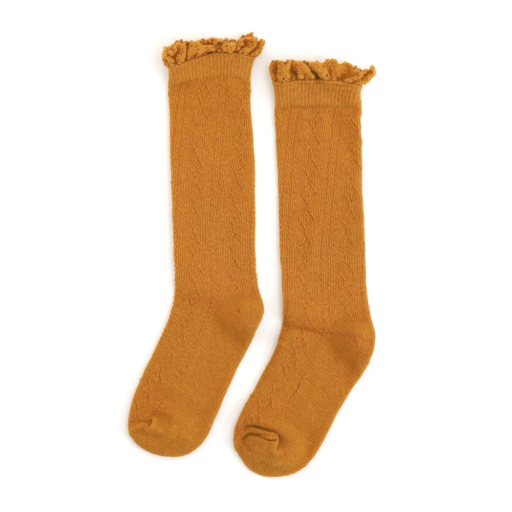 Little Stocking Co. - Marigold Fancy Lace Top Knee High Socks