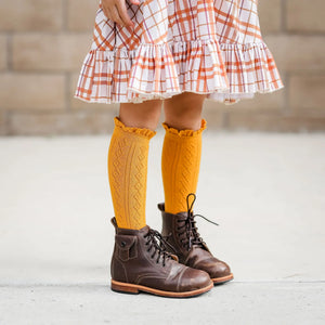 Little Stocking Co. - Marigold Fancy Lace Top Knee High Socks