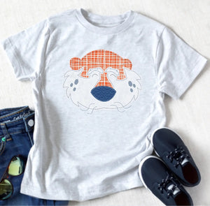
            
                Load image into Gallery viewer, Game Day - Faux Applique Tiger Blue Orange Football Youth Tee
            
        