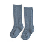 Little Stocking Co. - Denim Cable Knit Knee High Socks