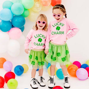 Sweet Wink - Lucky Charm Sweatshirt, Pink - Kids St. Patrick's Day