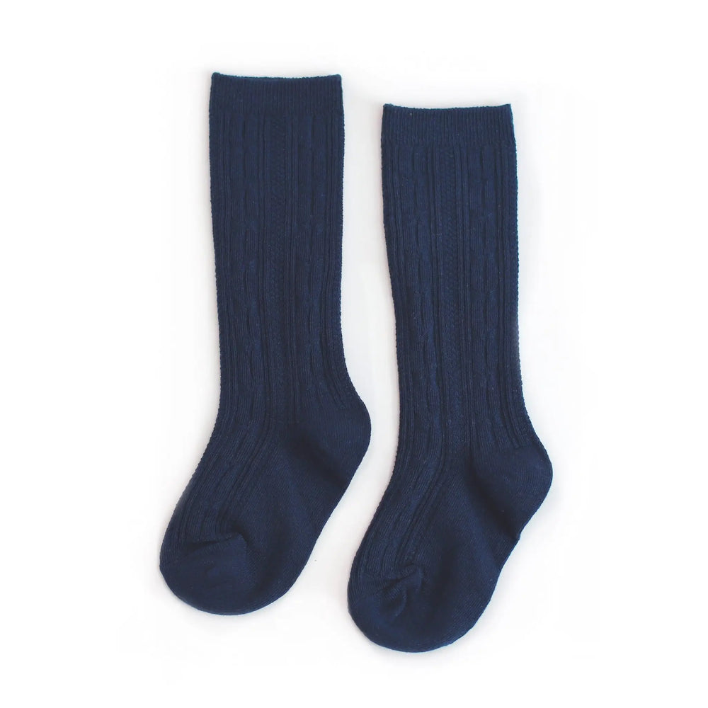 Little Stocking Co. - Navy Cable Knit Knee High Socks