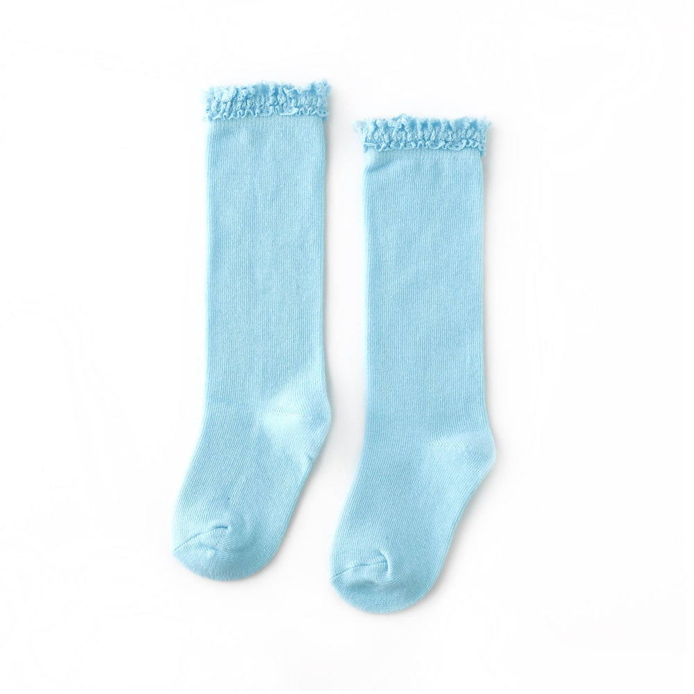 Little Stocking Co. - Aqua Lace Top Knee Highs