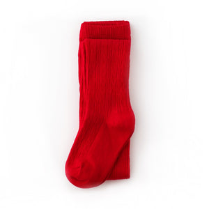 Little Stocking Co. - Bright Red Cable Knit Tights